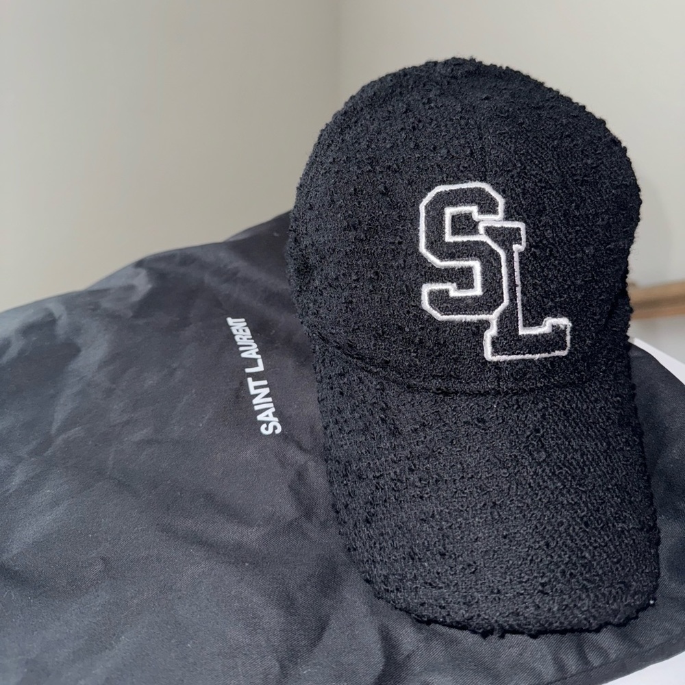 Saint Laurent SL Baseball Cap in Bouclé Tweed Wool
